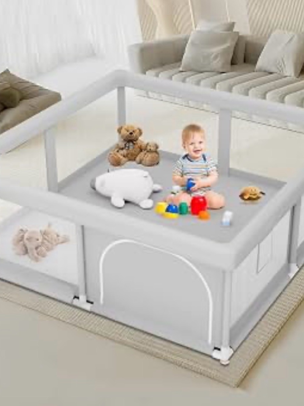 Baby Playpen for Babies and Toddlers 50x50 inch Soft Breathable Mesh Baby Fence